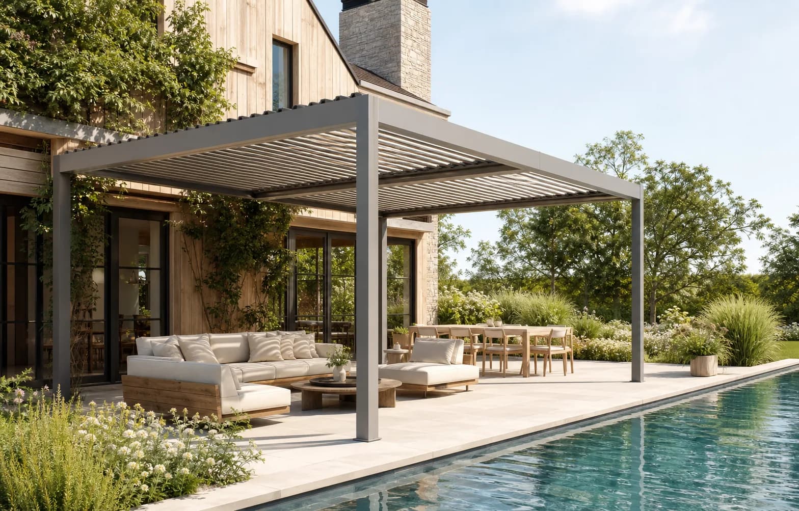 Residential Pool Living smart pergola environment