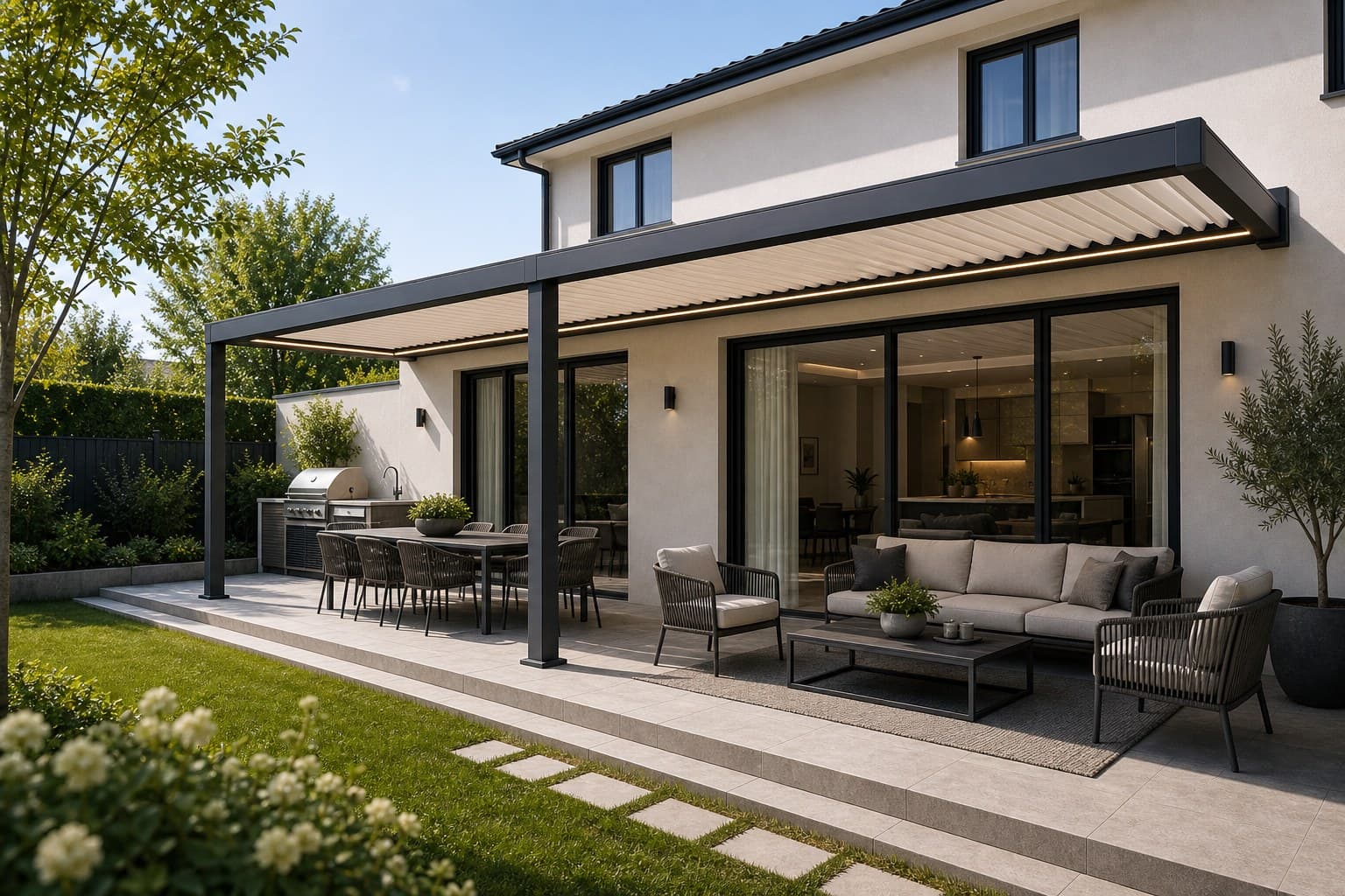 Long Patio Cover Daytime wide view