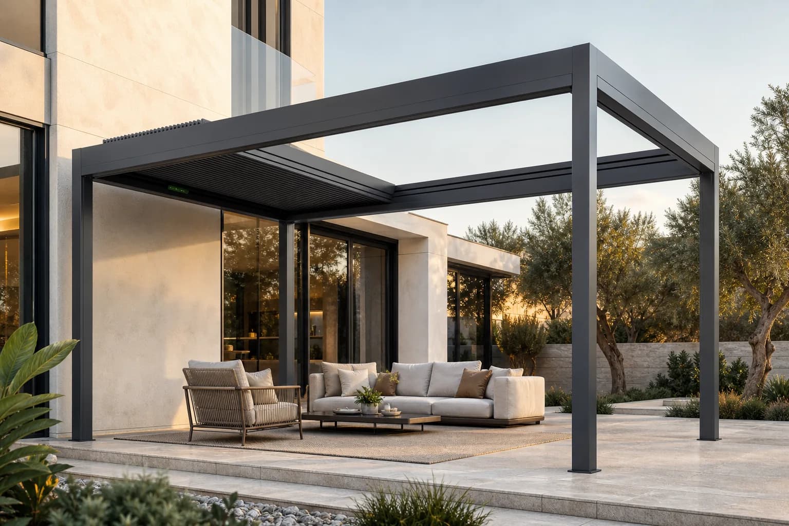 RKOVE E Series Retractable Roof Pergola smart pergola environment
