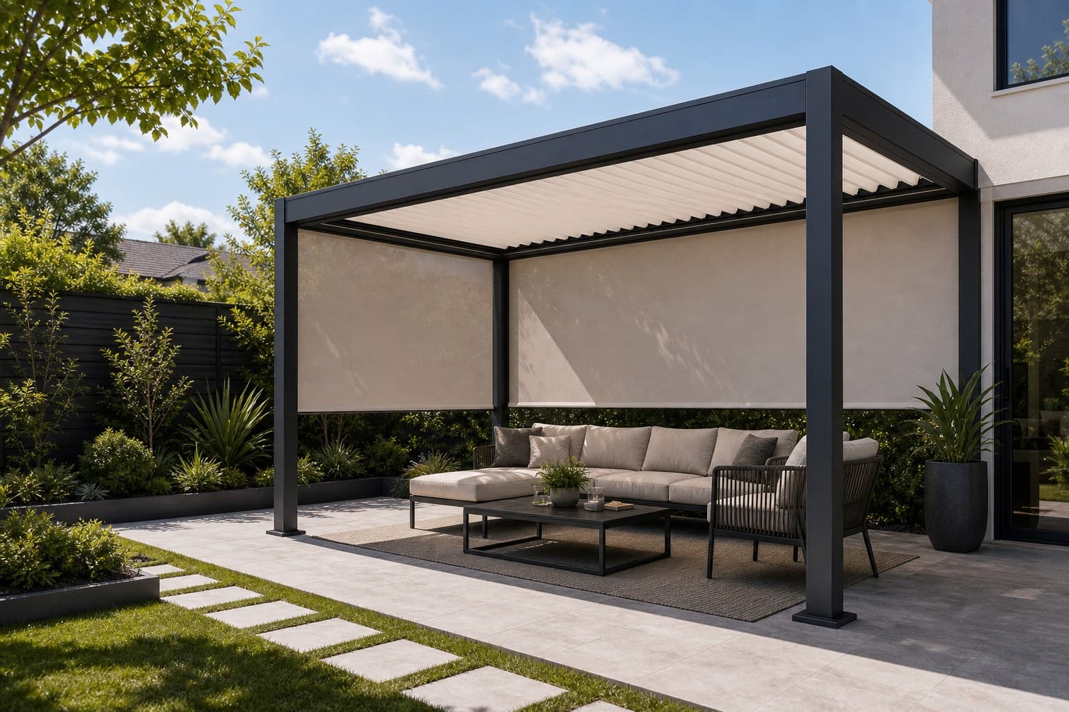 Backyard Privacy Lounge Daytime wide view